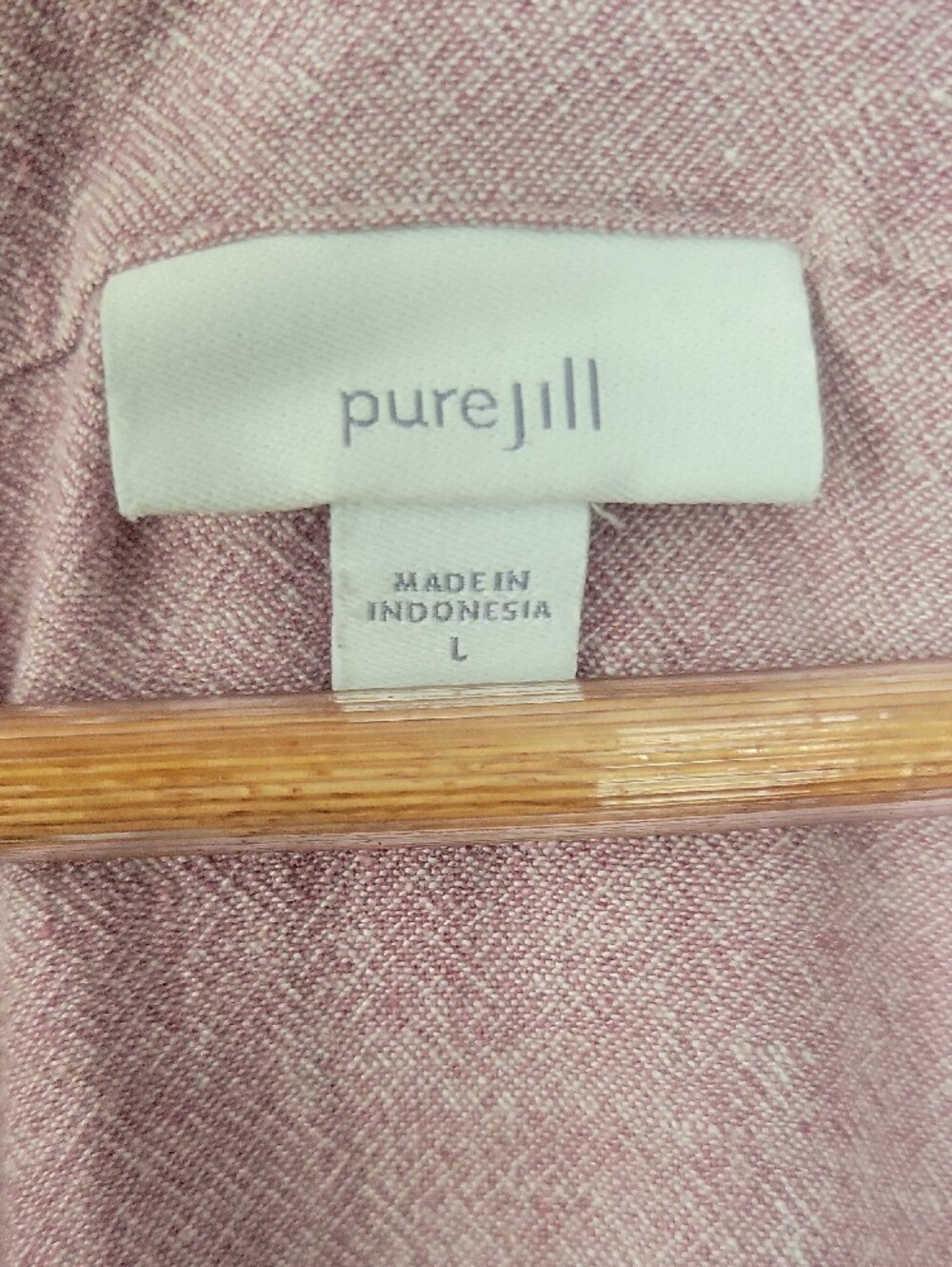 J. Jill Linen Blend Dusty Rose Split Neck Chambray Shift Dress - Picture 3 of 7